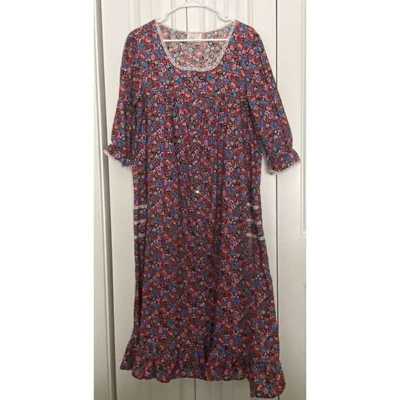 Vintage Ilise Stevens House Dress Cottage Core Ruffle Praire Lounge Womens Large